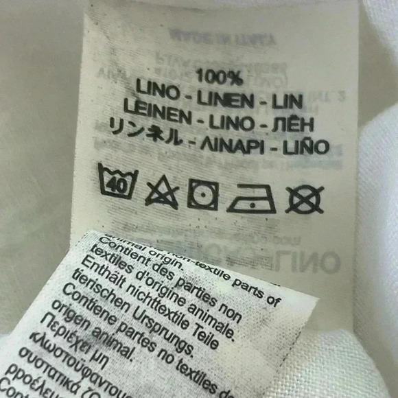 LaFabbricadeilino 100% Linen white floral derail pants size M Italy made Boho - Picture 9 of 12